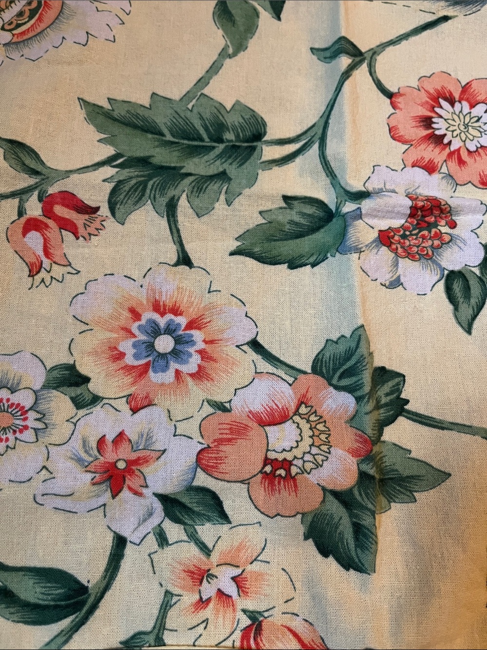 Set/4 APRIL CORNELL Yellow Floral Motif Shabby Chic Napkins 100% Cotton - Picture 4 of 4